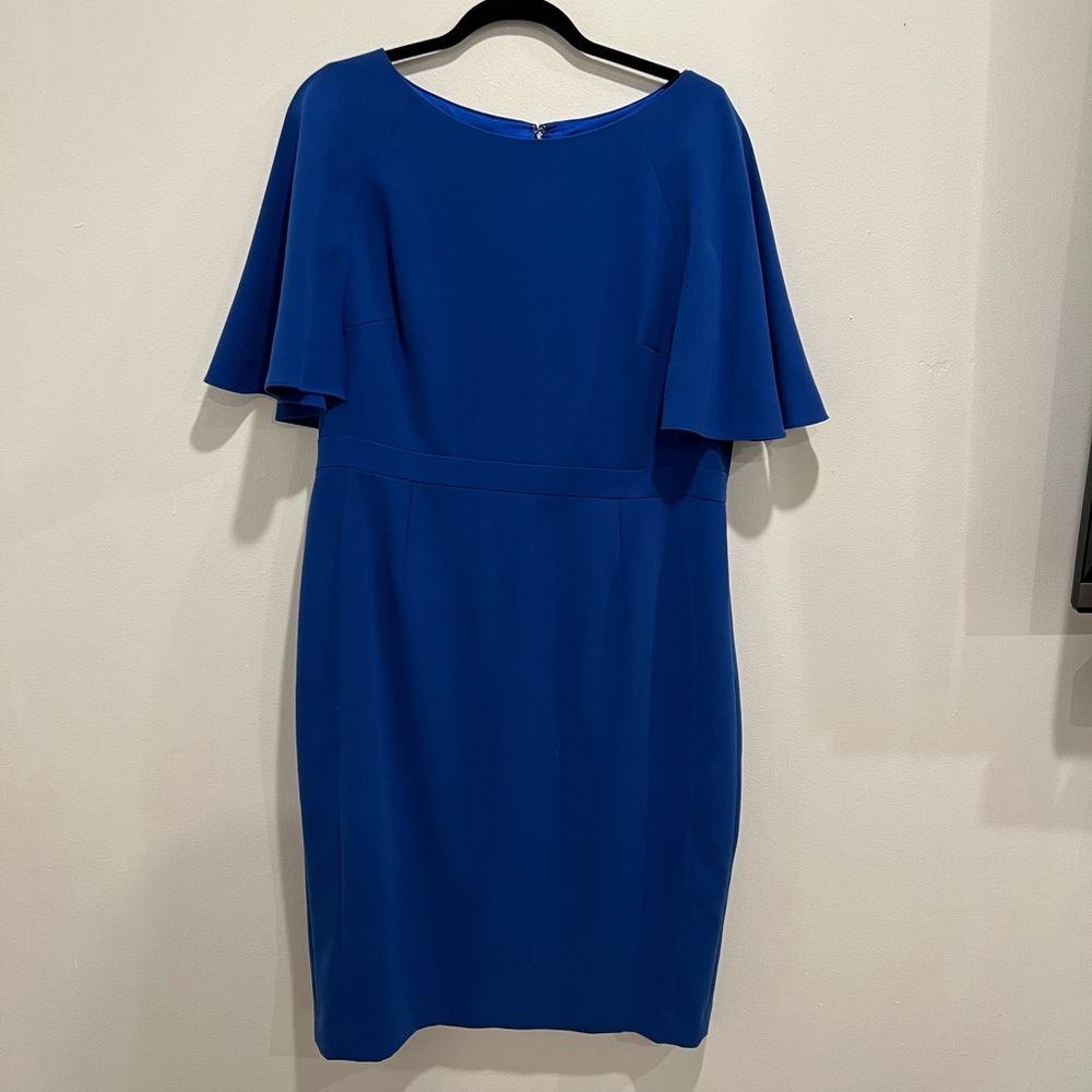 Tahari Royal Blue Midi Dress with Sleeves